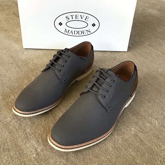 STEVE MADDEN Men's Gray Canvas Oxfords Shoes
